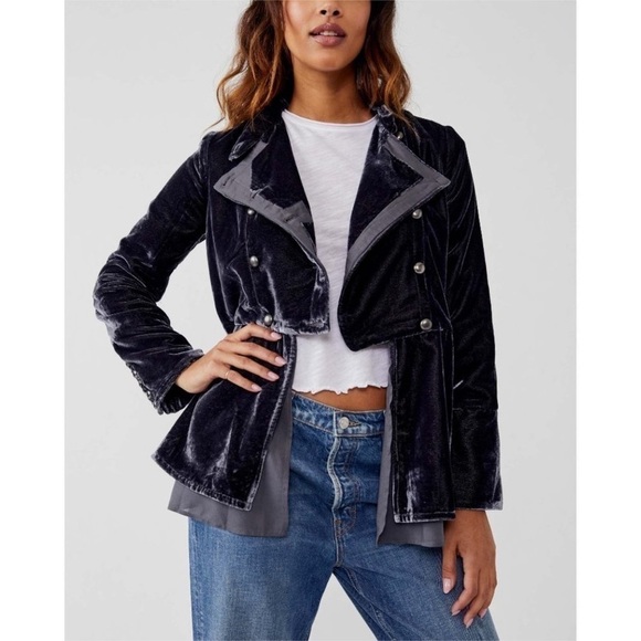 Free People Faye Velvet Ebony Jacket Size‎ Small Women - Picture 1 of 12